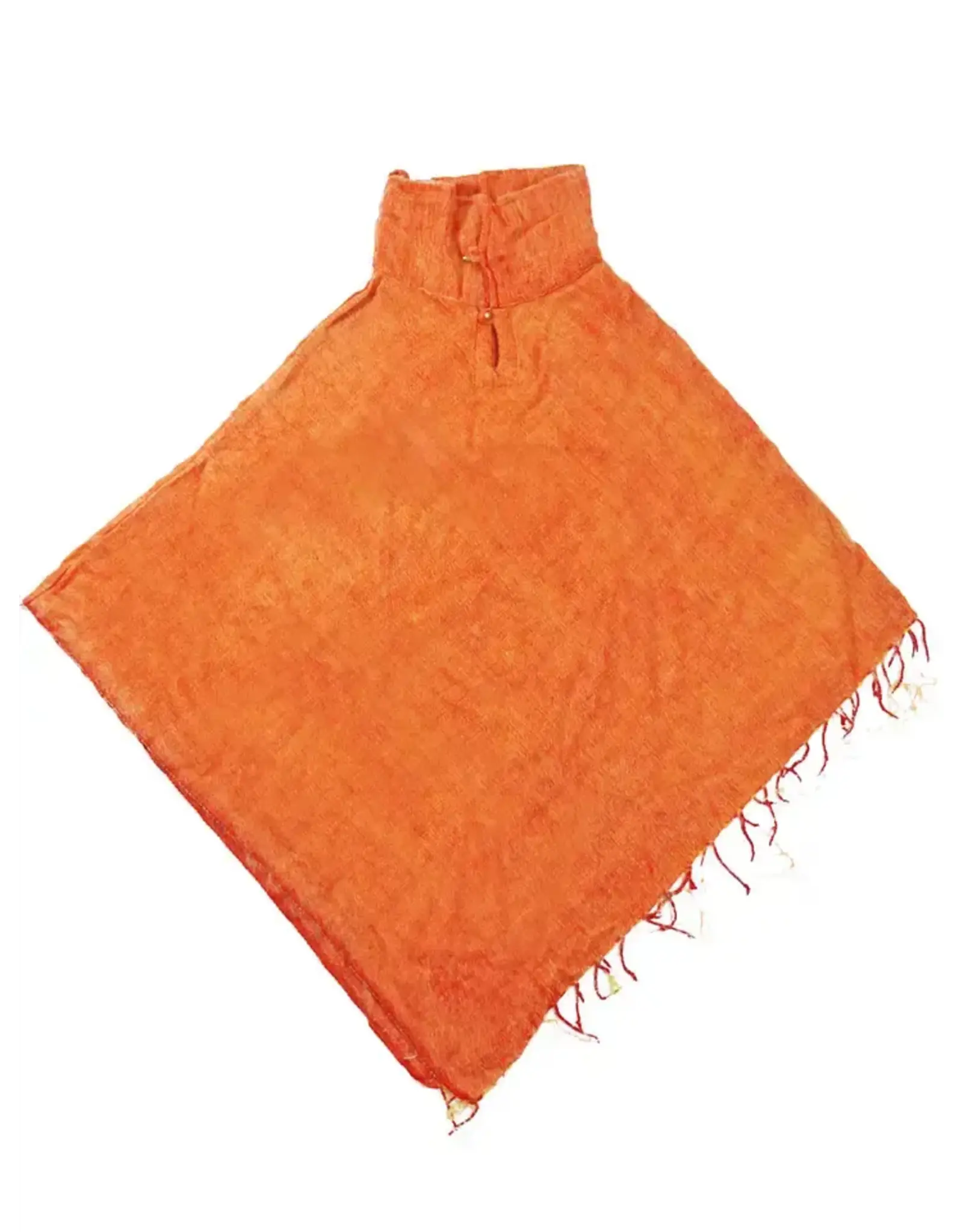 Woven Brushed Poncho, Nepal, Tangerine