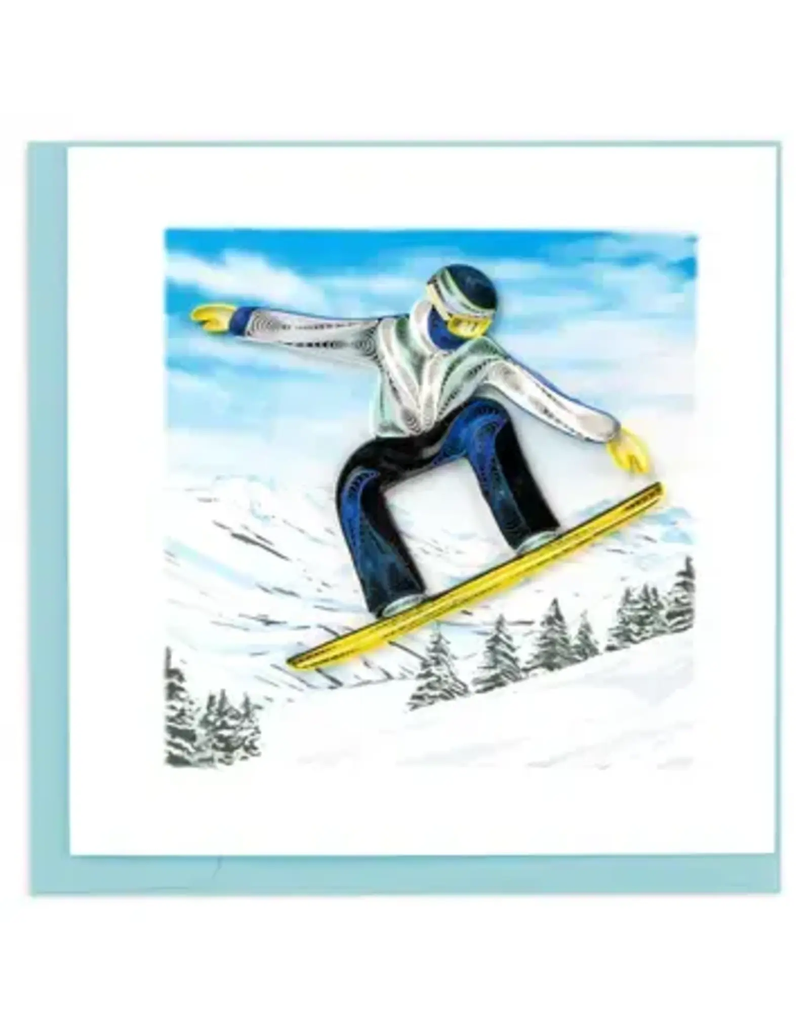 Quilled Backcountry Snowboarder Greeting Card, Vietnam