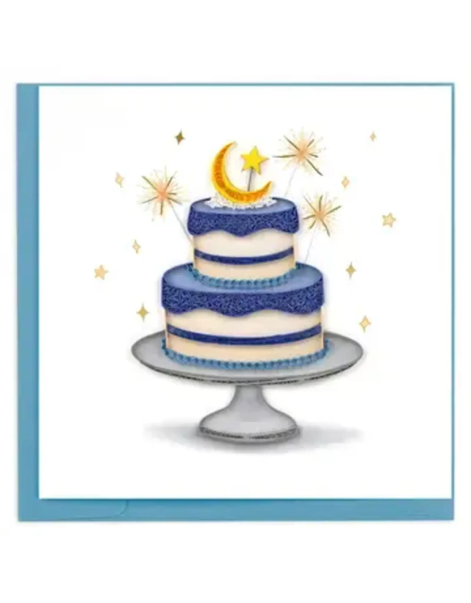 Quilled Crescent Moon Birthday Cake Greeting Card, Vietnam