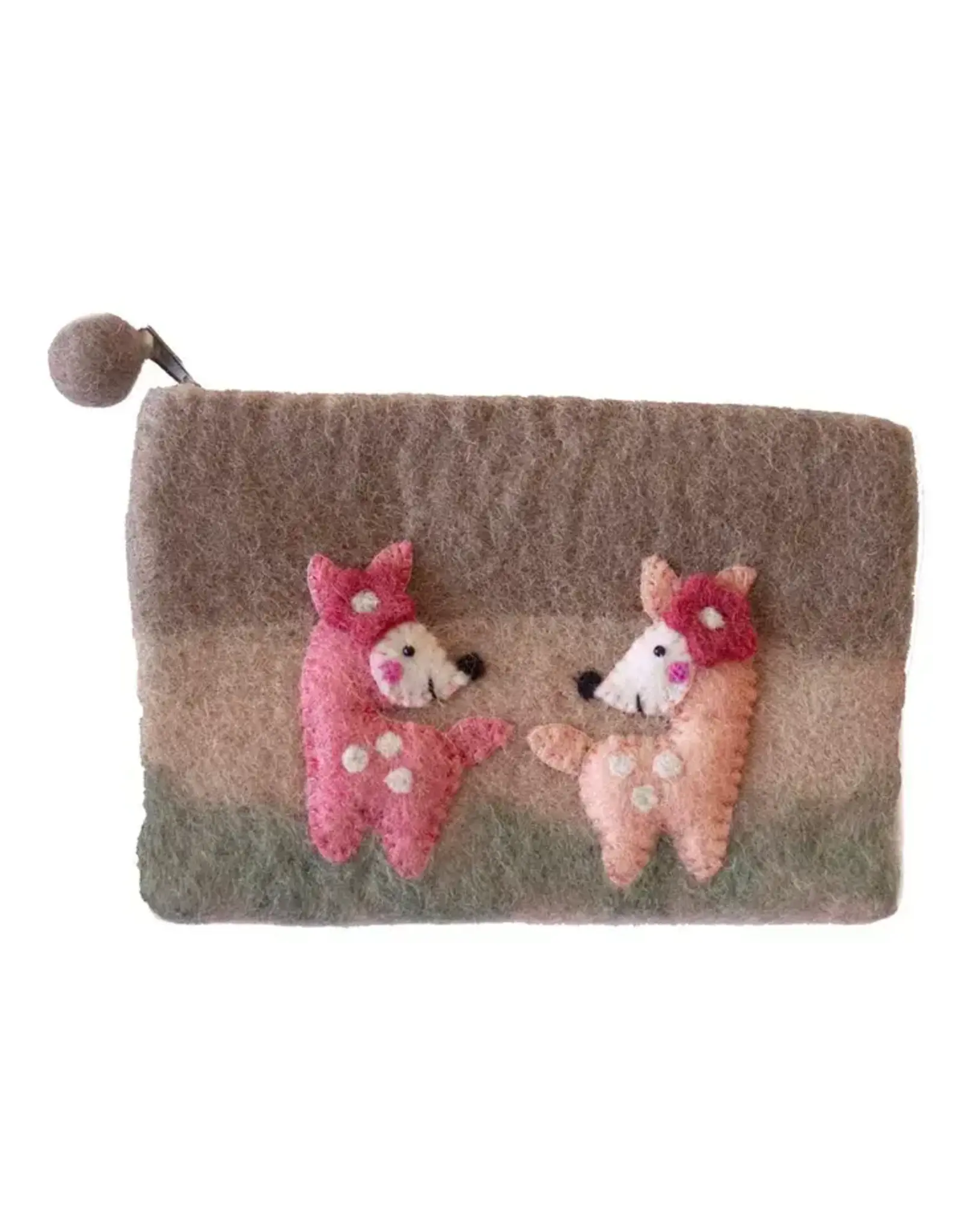 Deer Felt Zipper Coin Purse, Nepal