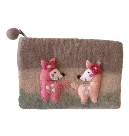 Deer Felt Zipper Coin Purse, Nepal