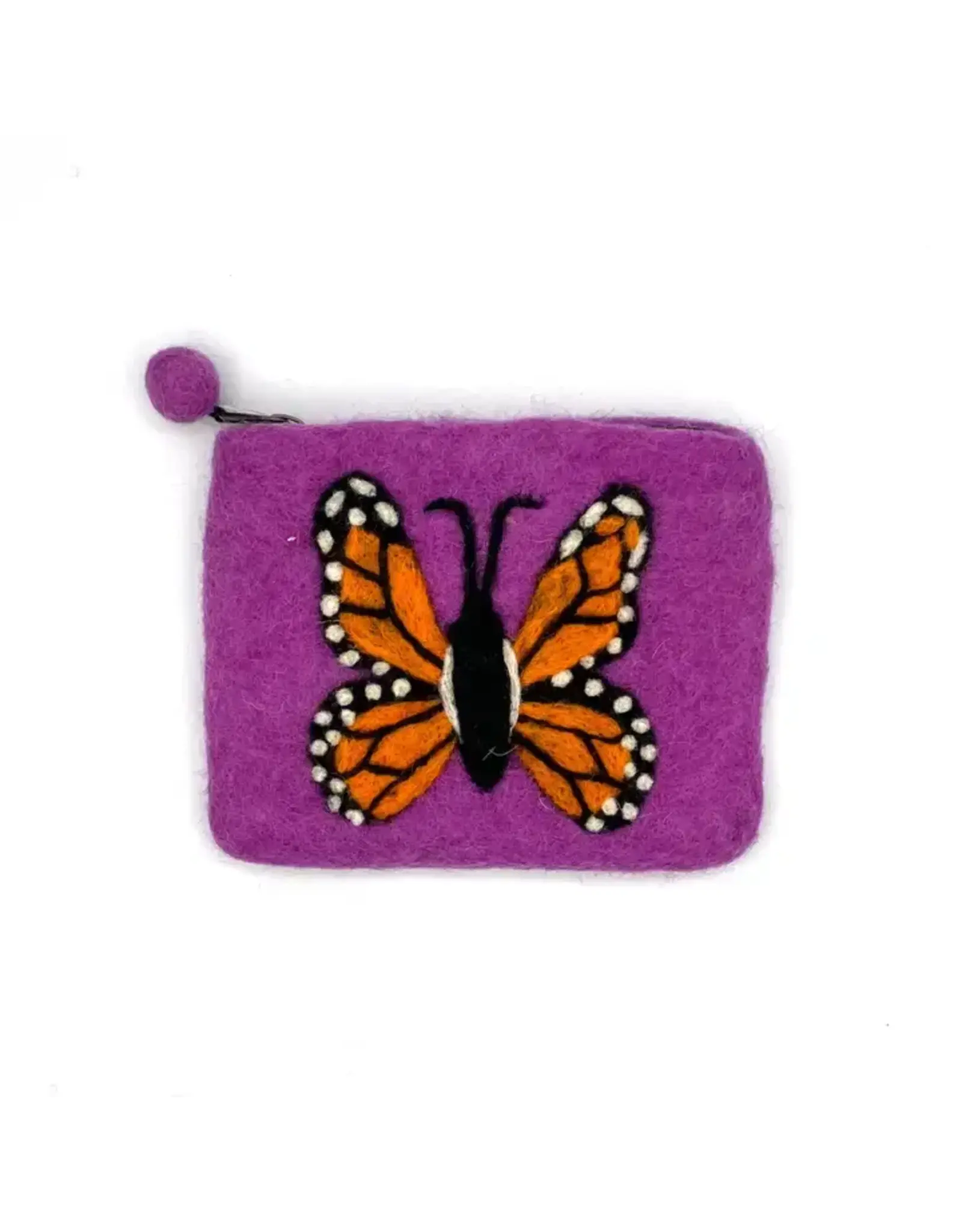 Monarch Butterfly Felt Coin Purse, Nepal