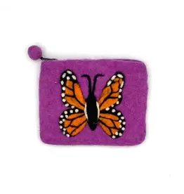 Monarch Butterfly Felt Coin Purse, Nepal