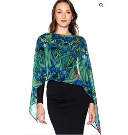 Trade roots Aloka  Cupro Cotton Scarf, Georgette Iris, Sage/Indigo,  India