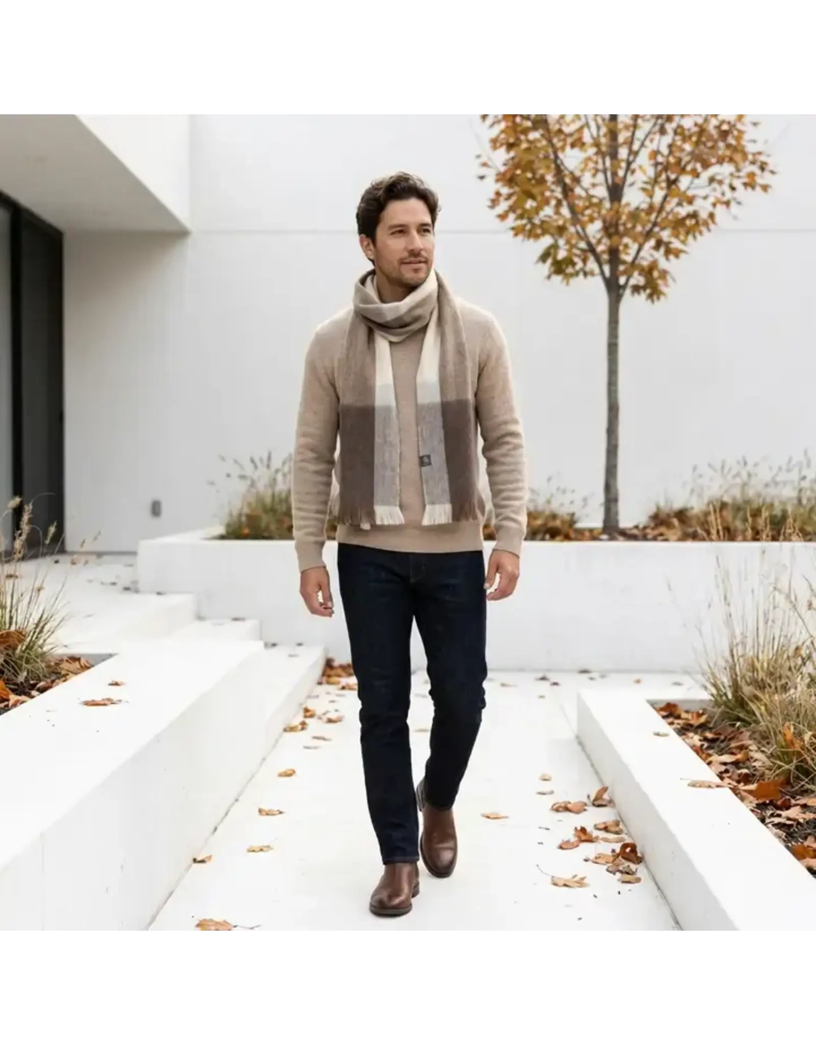 Alpaca Plaid Scarf - Salt Flat