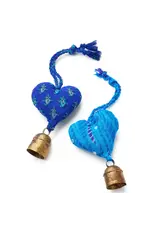 Heart Upcycled Sari Mini Bell Hanging -