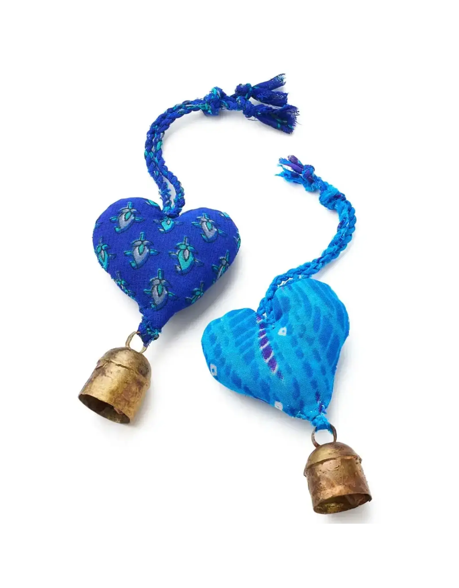 Heart Upcycled Sari Mini Bell Hanging -