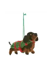 Felted Dachshund Christmas Ornament
