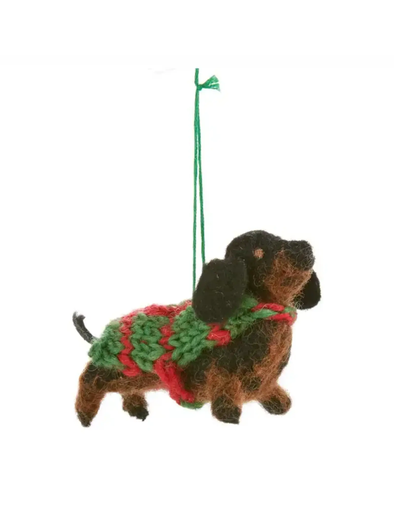 Felted Dachshund Christmas Ornament