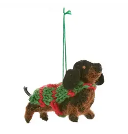Felted Dachshund Christmas Ornament