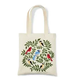 Woodland Birds Embroidered Tote Bag, India