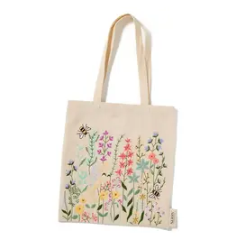 Bees & Blooms Embroidered Tote Bag