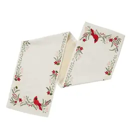 Cardinal Embroidered Table Runner