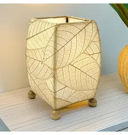 Mini Square Cocoa Leaf Lamp Natural, Cocoa Leaves On Shade