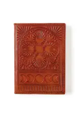 Embossed Brown Leather Moon Phase 5x7 Journal - Refillable, India