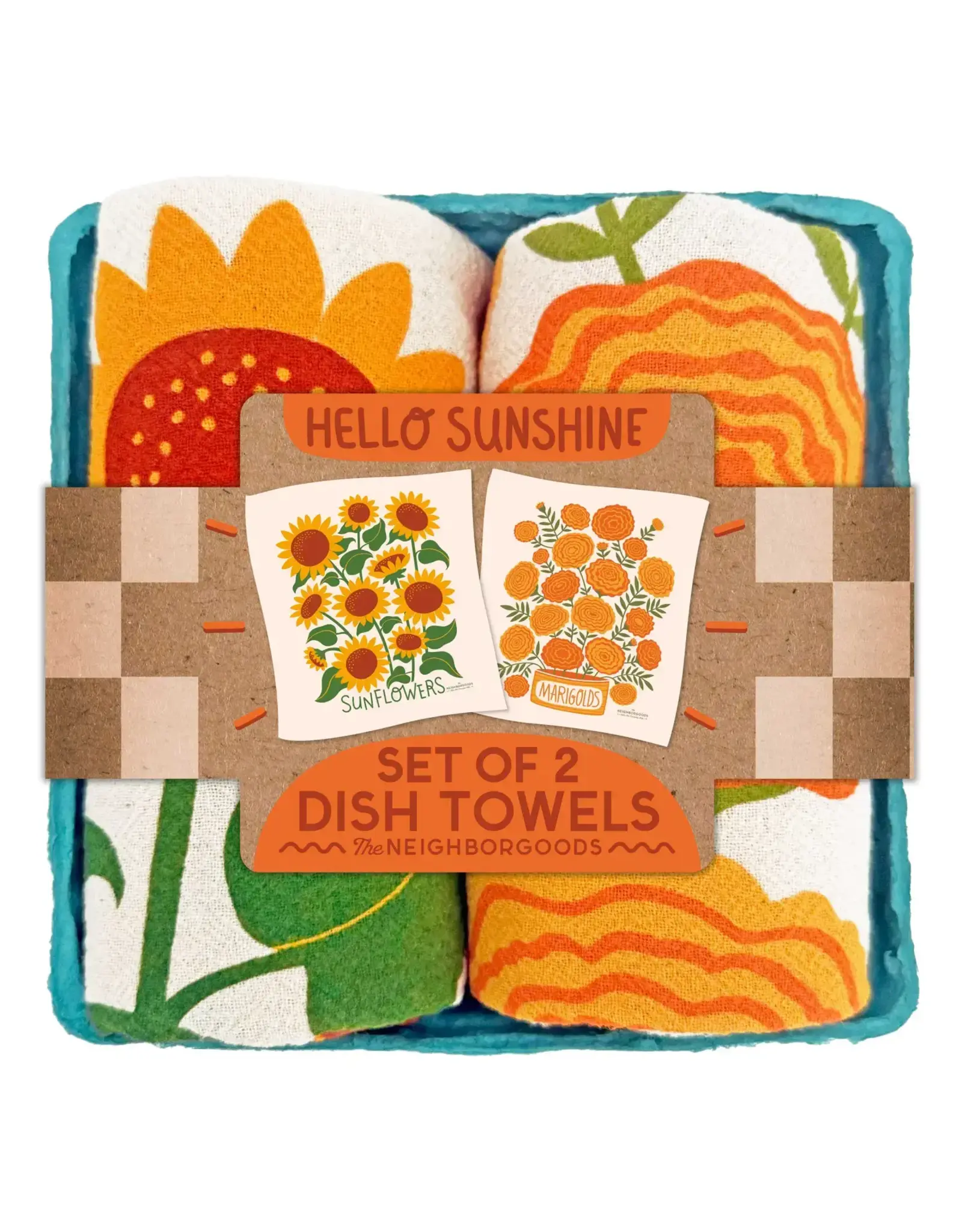 Hello Sunshine (Sunflower,Marigold) -Tea Towel Set of 2