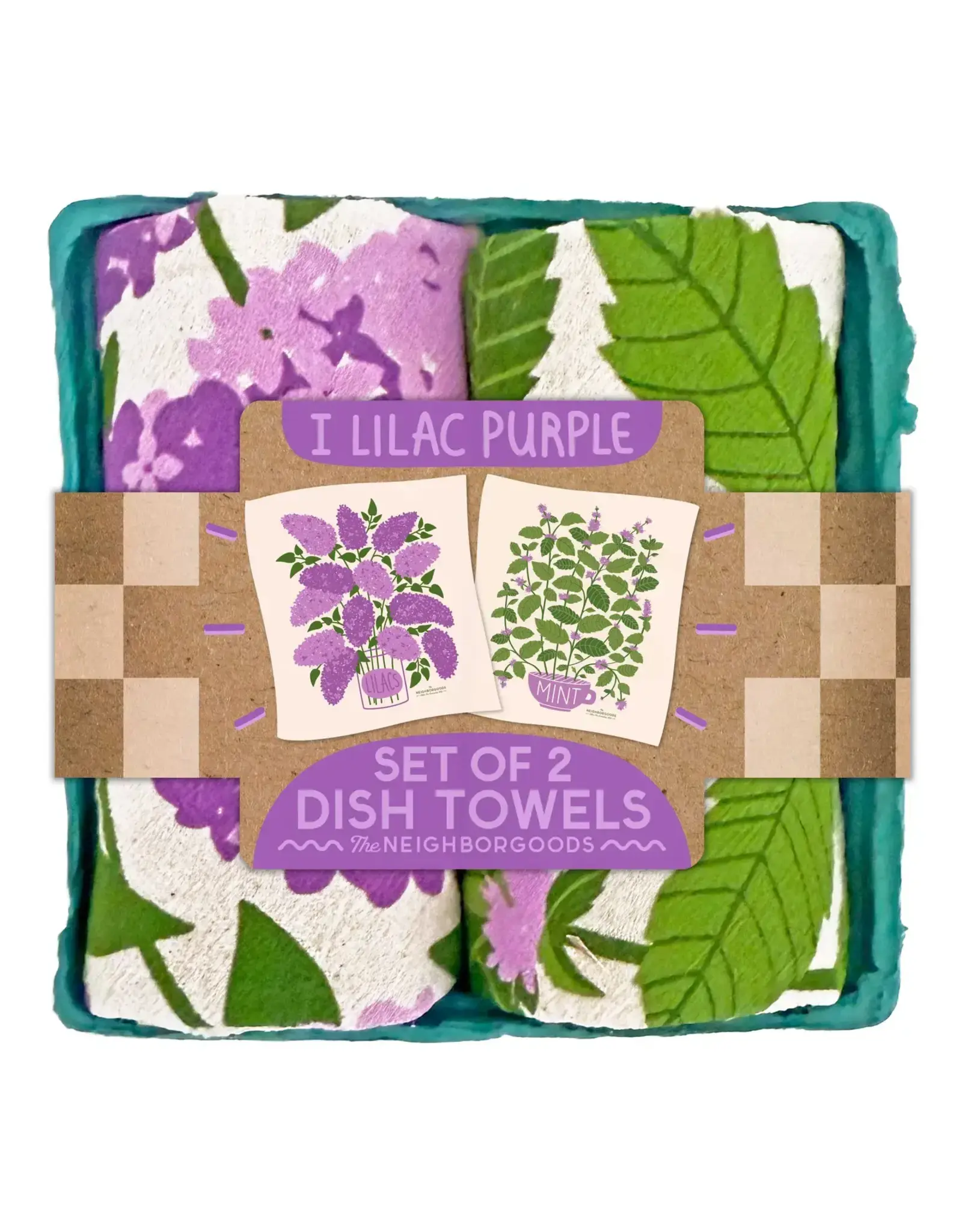 I Lilac Purple (Mint, Lilac) - Tea Towel Set of 2