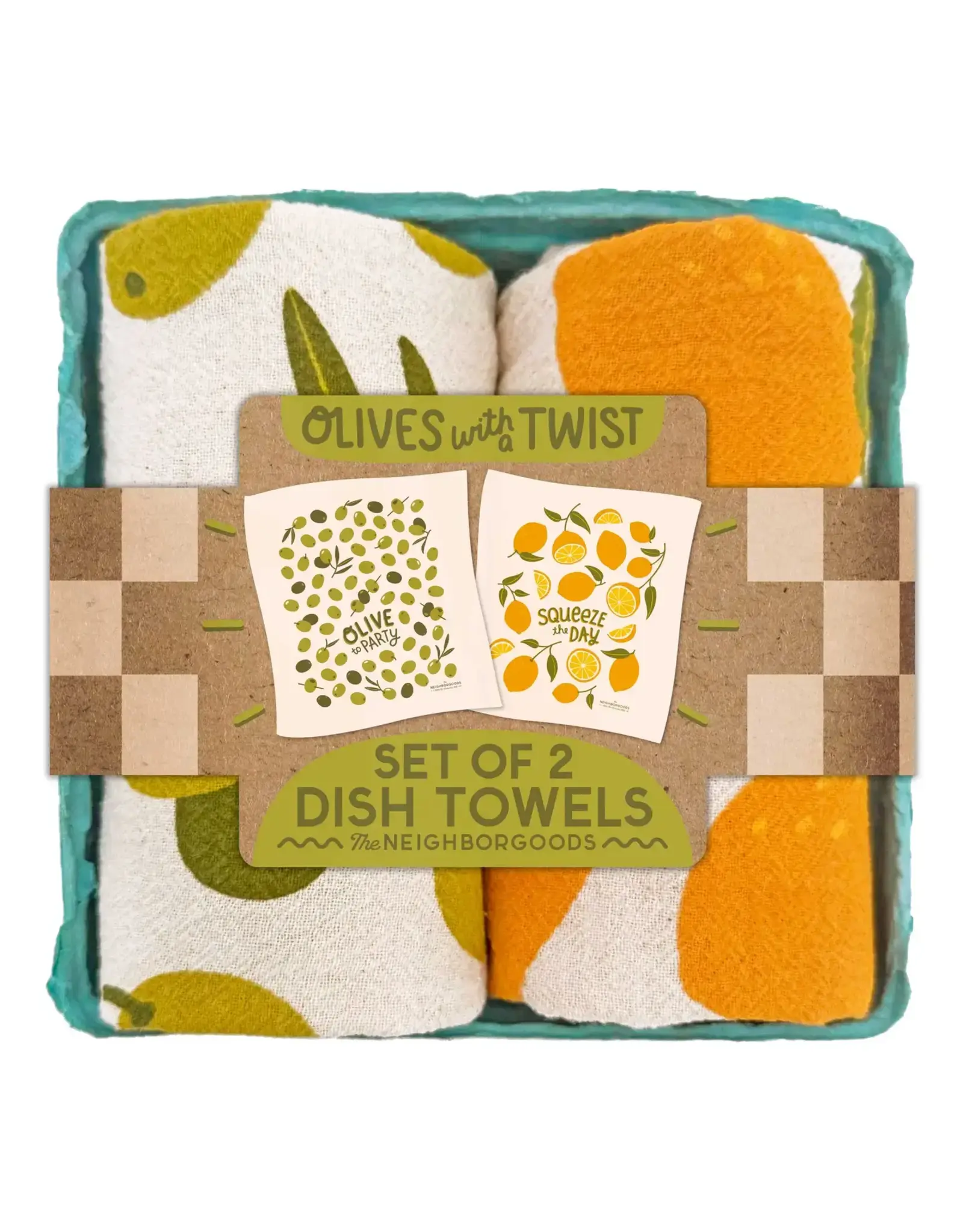 Olives with A Twist (Olive, Lemon) - Tea Towel Set of 2