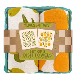 Olives with A Twist (Olive, Lemon) - Tea Towel Set of 2