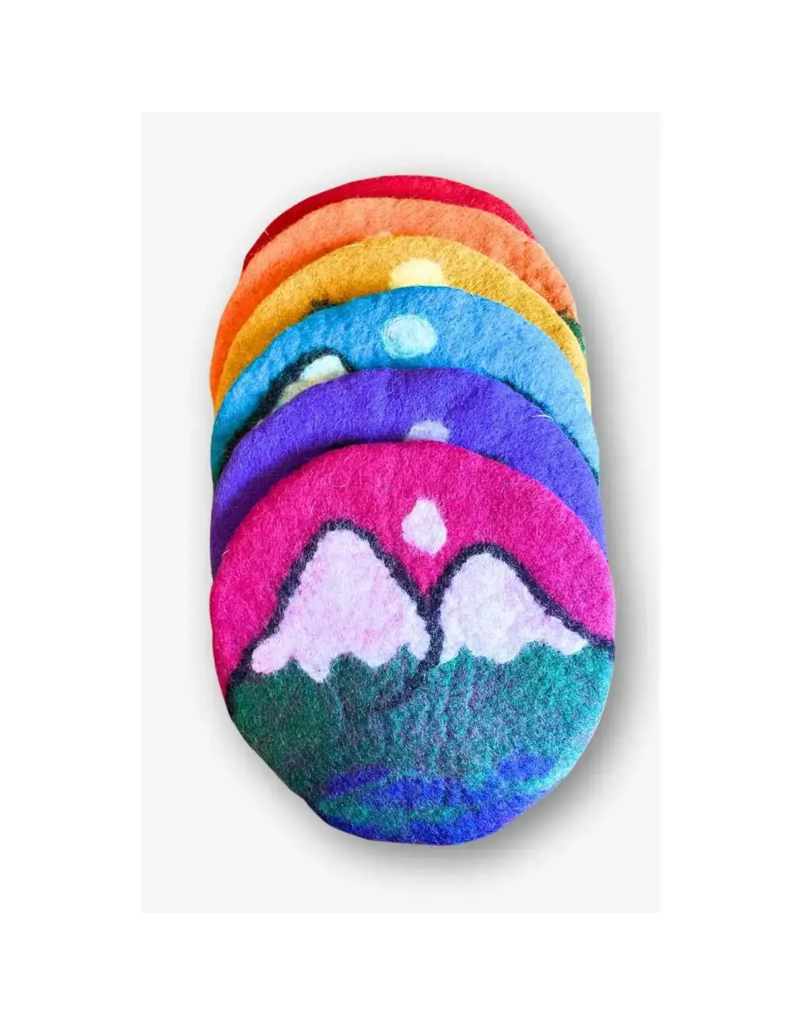 Felt Trivet, Mountain, Nepa (Background color varies)