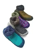 Fleece-Lined Wool Knit Slipper with Leather Sole, Nepal