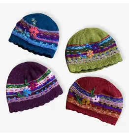 Knit Hat with Flowers, Nepal