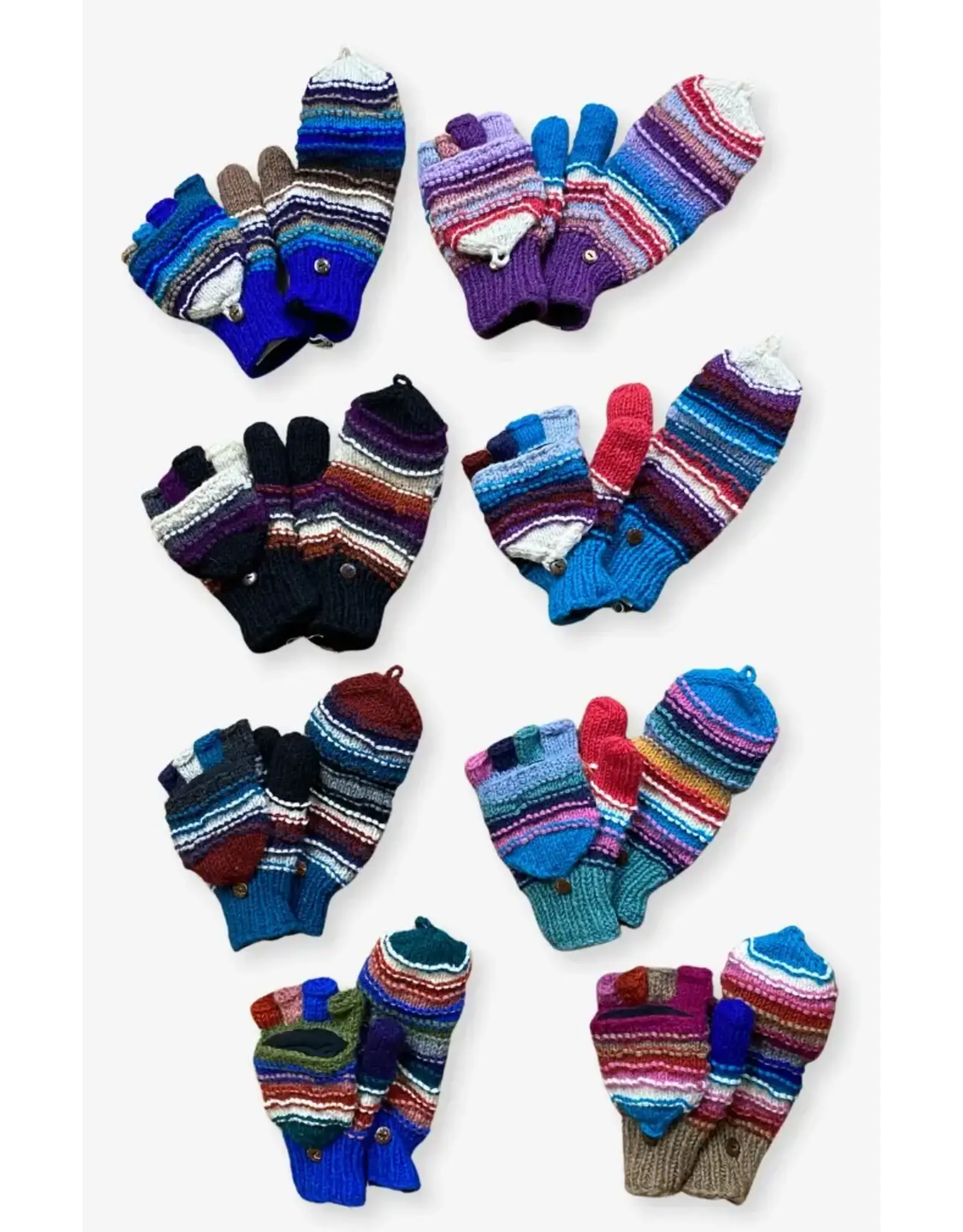 Handmade Fleece Lined Glitten, Assorted Colors, Nepal