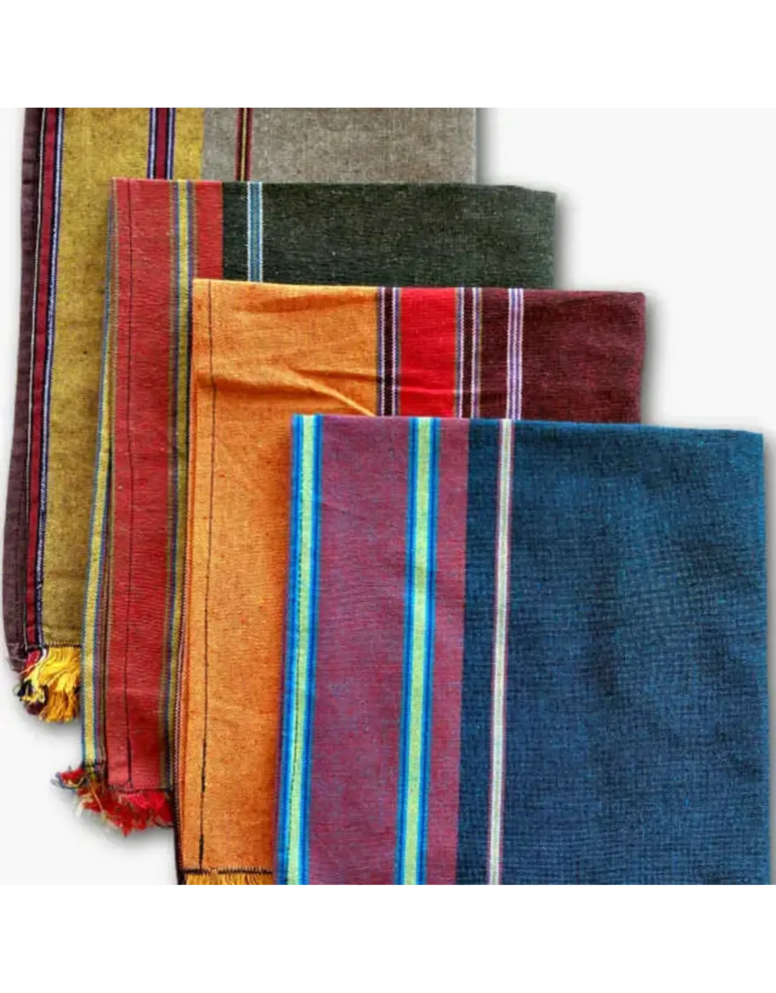 Striped Cotton Dishtowel W/Fringe , Nepal
