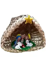 Marzipan Nativity in Palm Basket, Ecuador