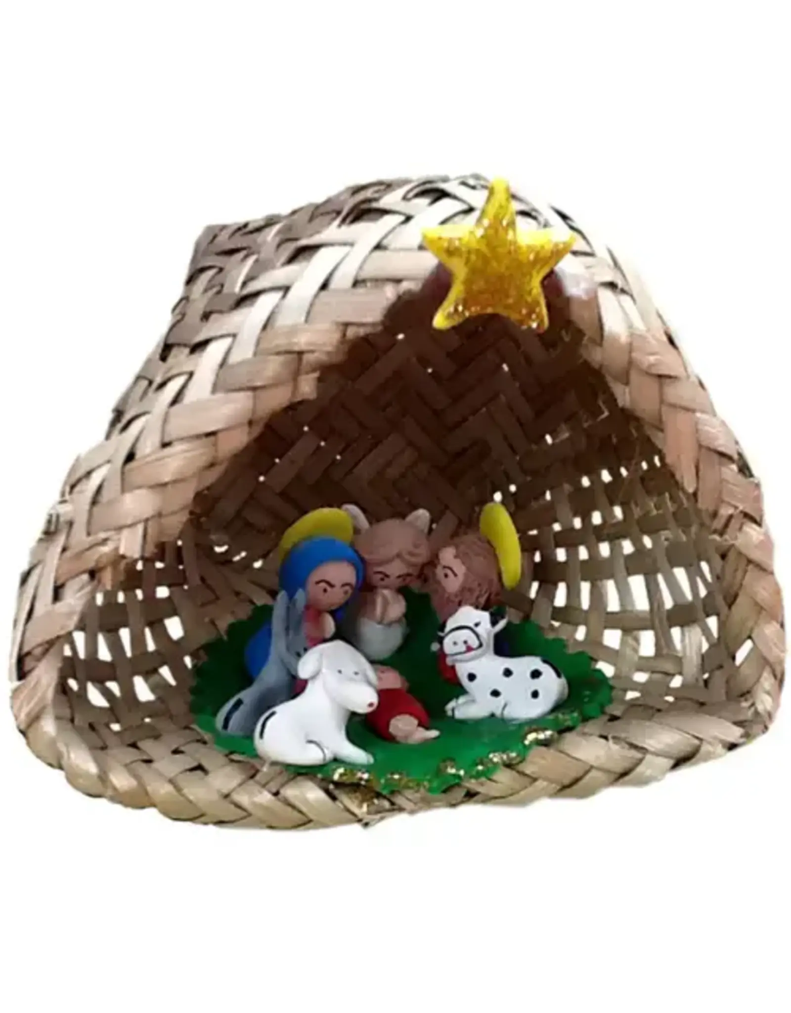 Marzipan Nativity in Palm Basket, Ecuador