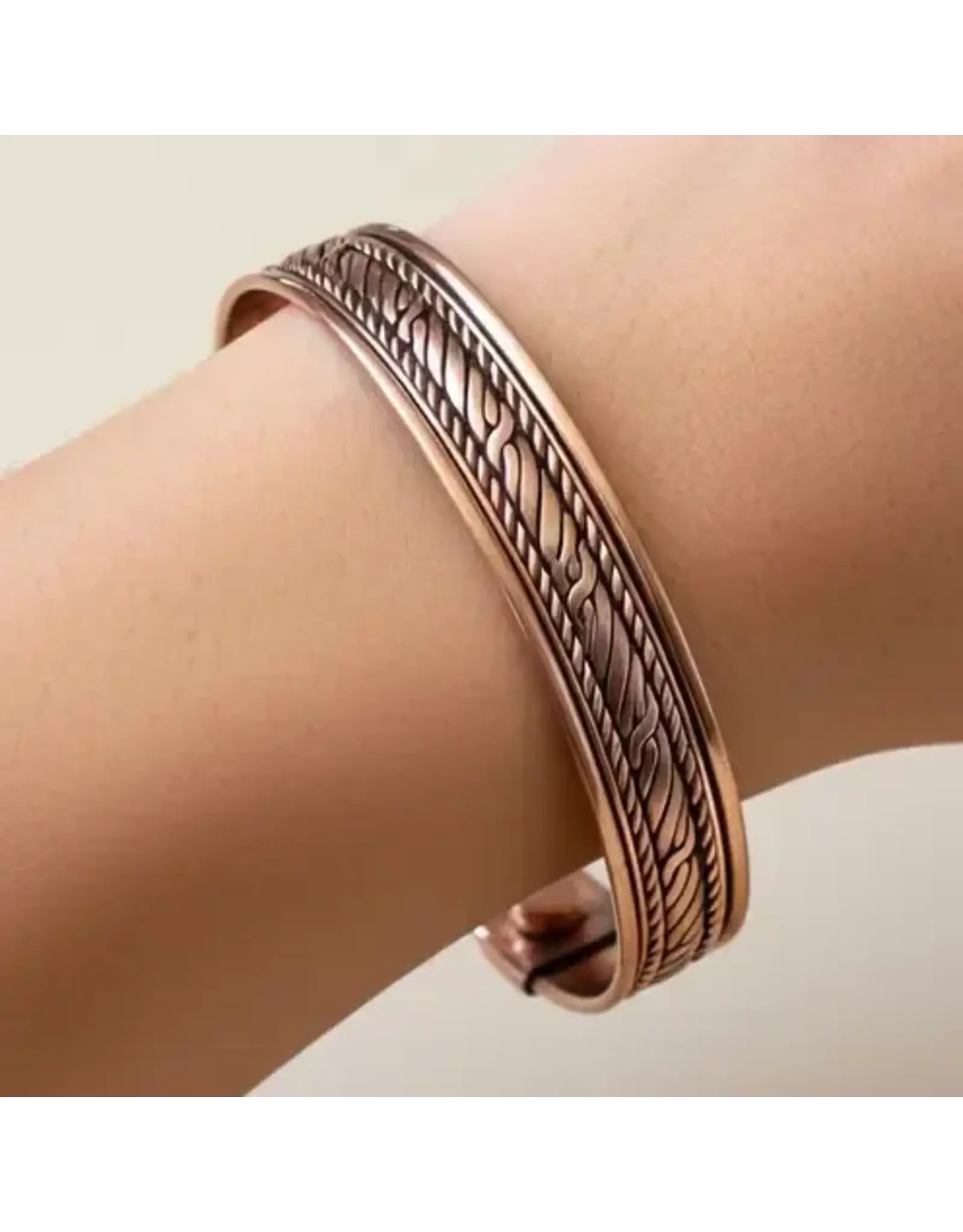 Copper Bracelet with Magnets, w/ Woven Copper Finish