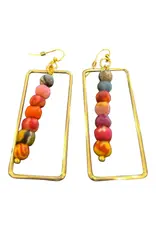 Fabric Bead Dangle Earrings