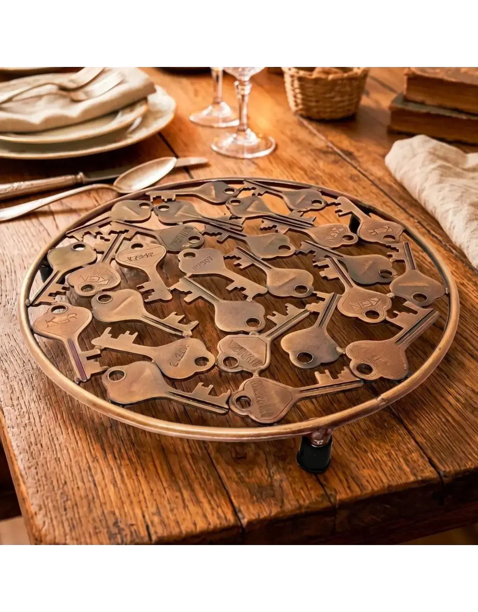 Recycled Keys Trivet, Copper Finish