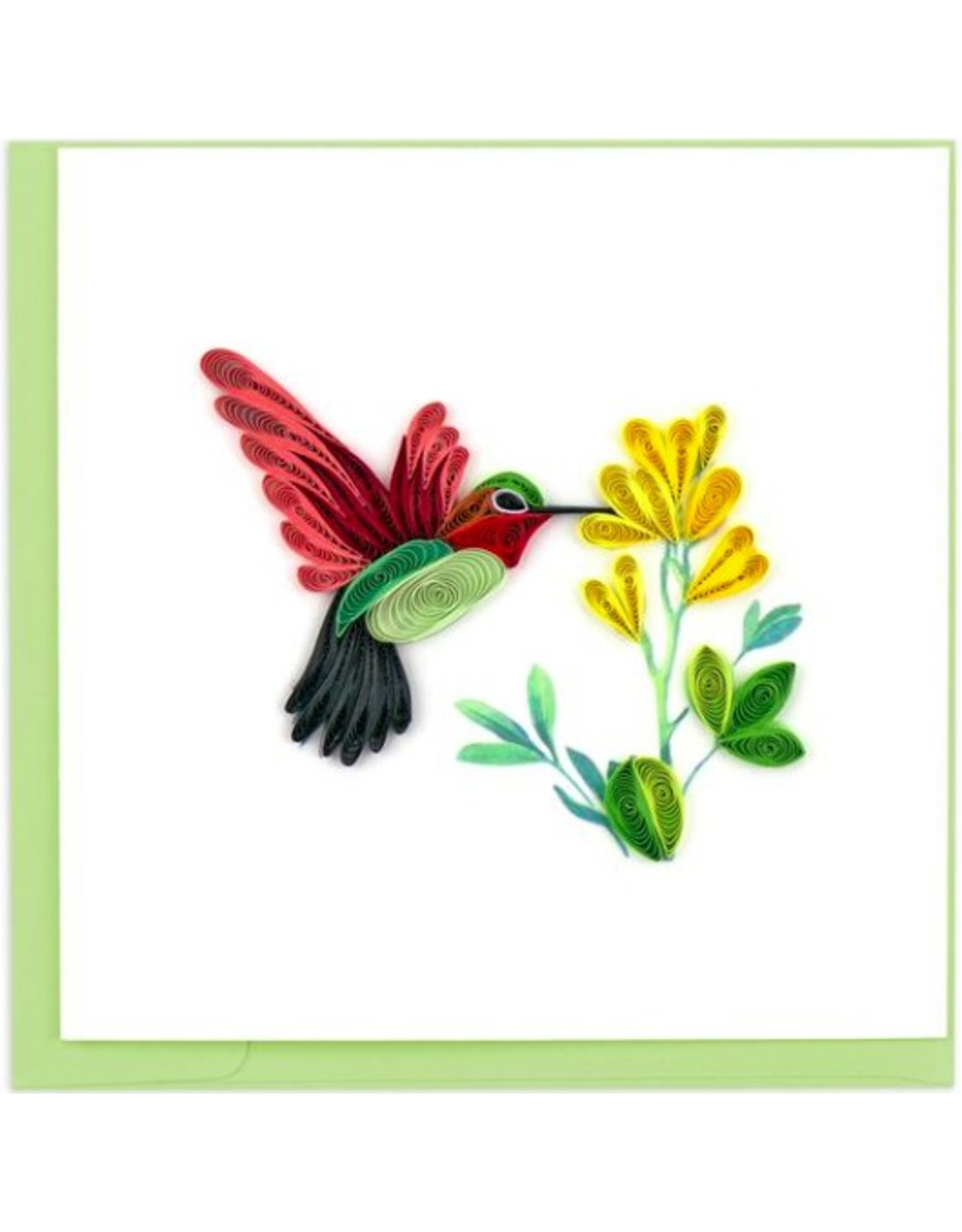 Trade roots Hummingbird Quilling Card with Yellow Flower,  Vietnam