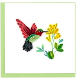 Trade roots Hummingbird Quilling Card with Yellow Flower,  Vietnam