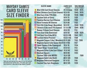 mayday card sleeve sizes Mayday Games: Sleeve Size Finder