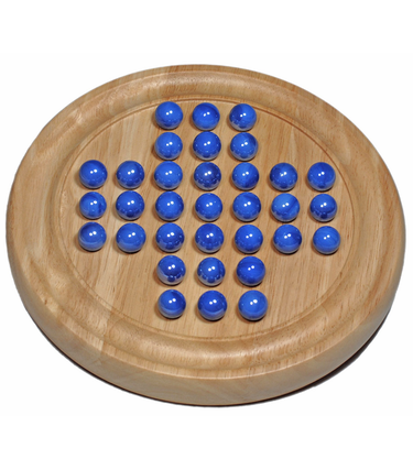Wood Expressions Solitaire: 9" Wood Game W/Marbles, Blue (EN)