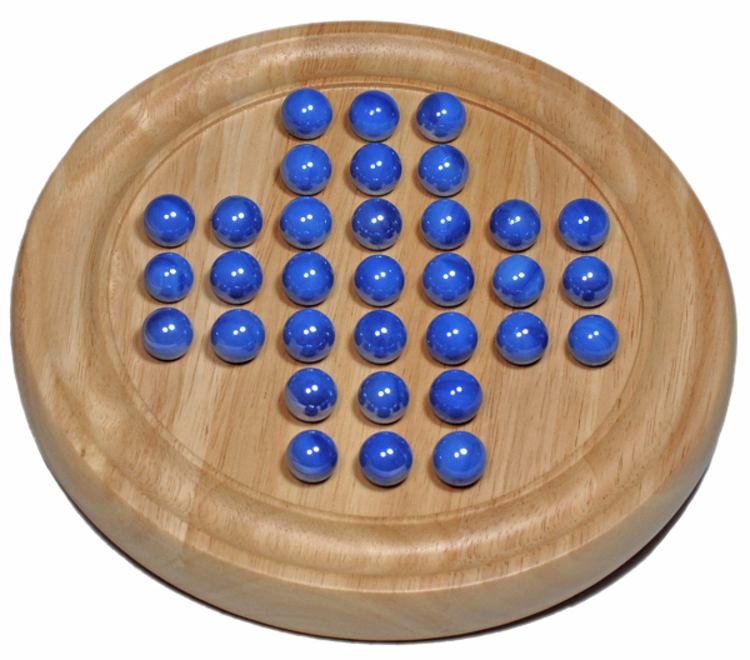 Wood Expressions Solitaire: 9" Wood Game W/Marbles, Blue (EN)