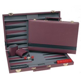 Wood Expressions Backgammon, 15" Burgundy/Black Sripe