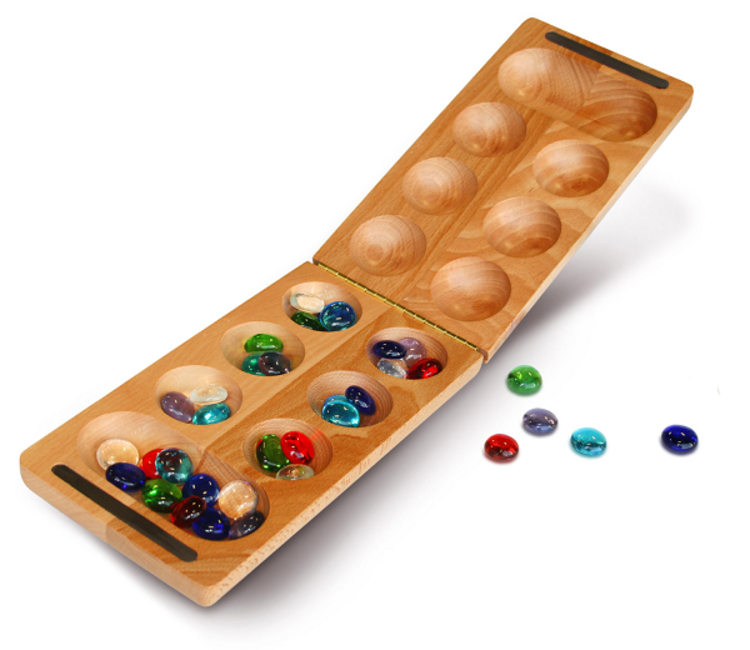 Wood Expressions Mancala: Folding 8.5" African Stone Game