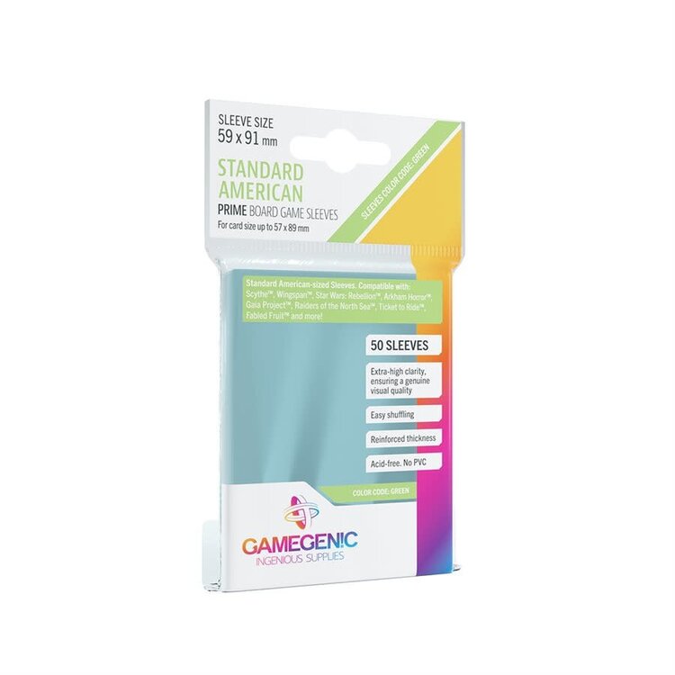 Gamegenic GGS10051ML «Standard American-Sized» 59mm X 91mm Prime / 50 Sleeves Gamegenic