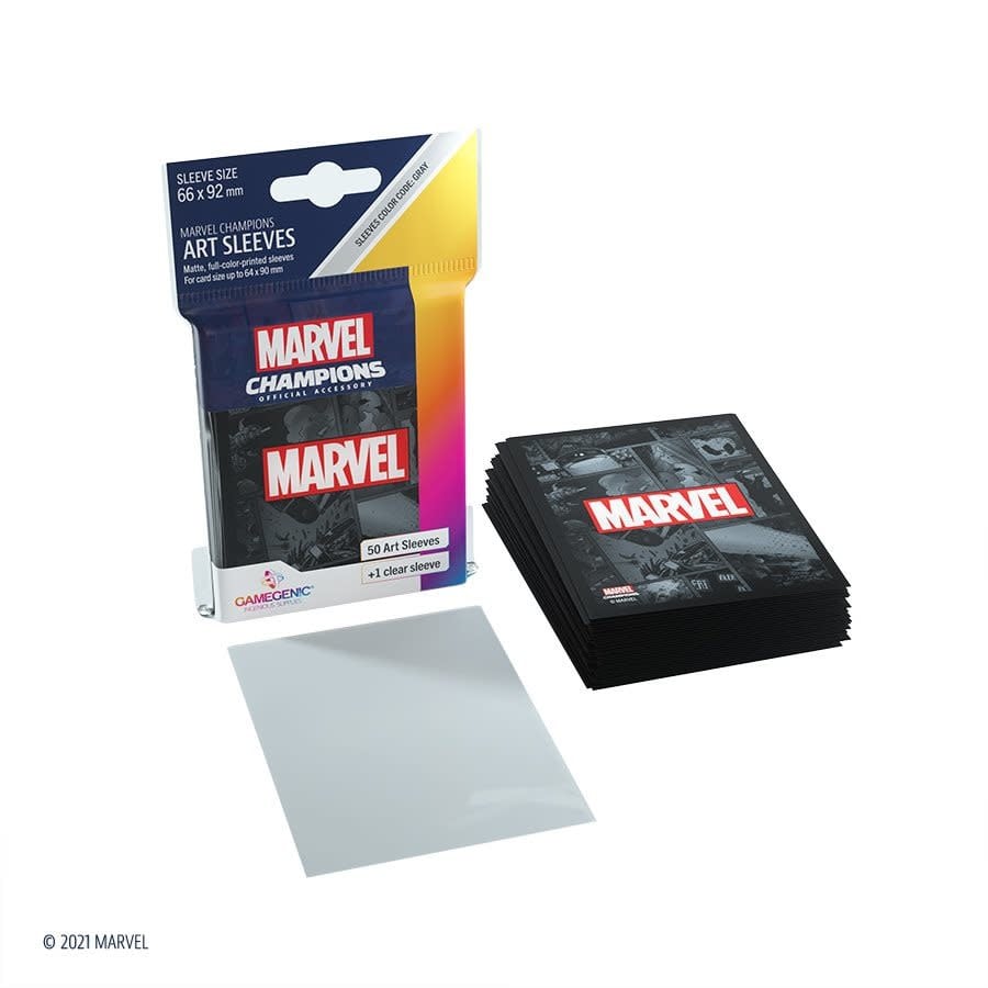 GGS15013ML «Marvel Champions» 66mm X 92mm Marvel Logo Noir / 50 Sleeves Gamegenic