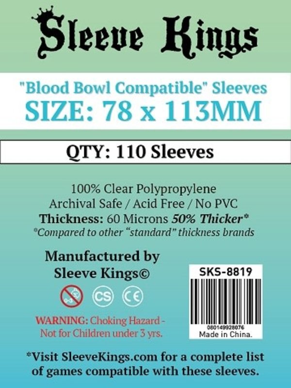 Sleeve Kings SKS-8819 «Blood Bowl Compatible» 78mm X 113mm /110 Kings - Sleeve