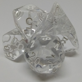 CHX23071 Dés «Translucent Clear/white» Polyhedral / 7 dés