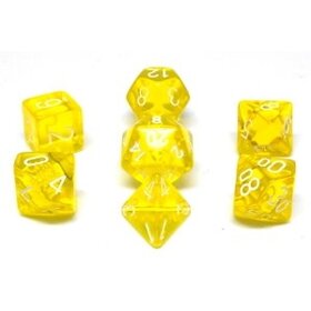 CHX23072 Dés «Translucent Yellow/white» Polyhedral / 7 dés