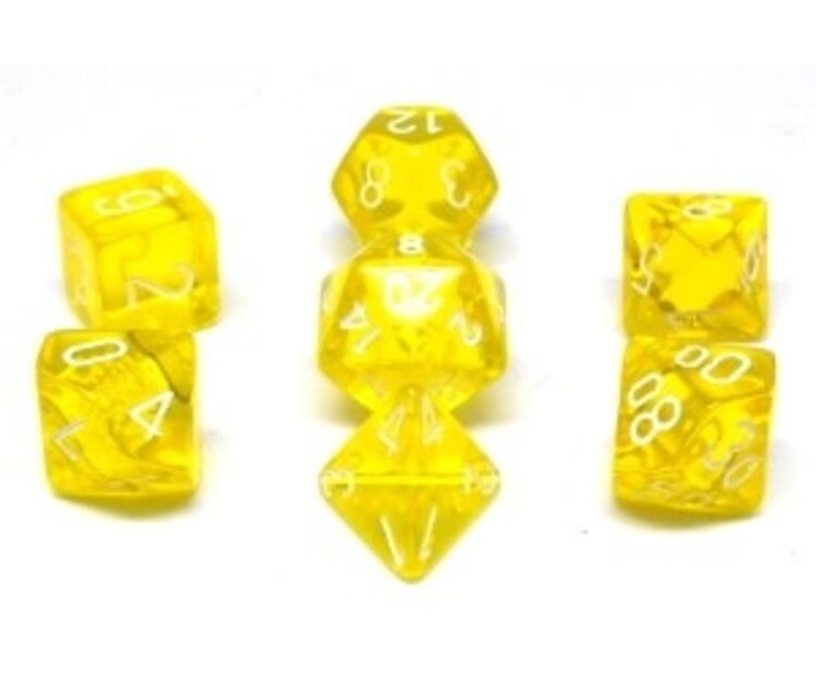 CHX23072 Dés «Translucent Yellow/white» Polyhedral / 7 dés