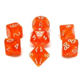 CHX23073 Dés «Translucent Orange/white» Polyhedral / 7 dés