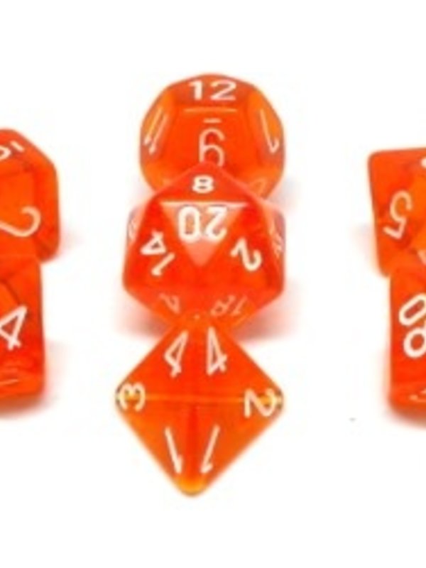 CHX23073 Dés «Translucent Orange/white» Polyhedral / 7 dés