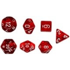 CHX23074 Dés «Translucent Red/white» Polyhedral / 7 dés