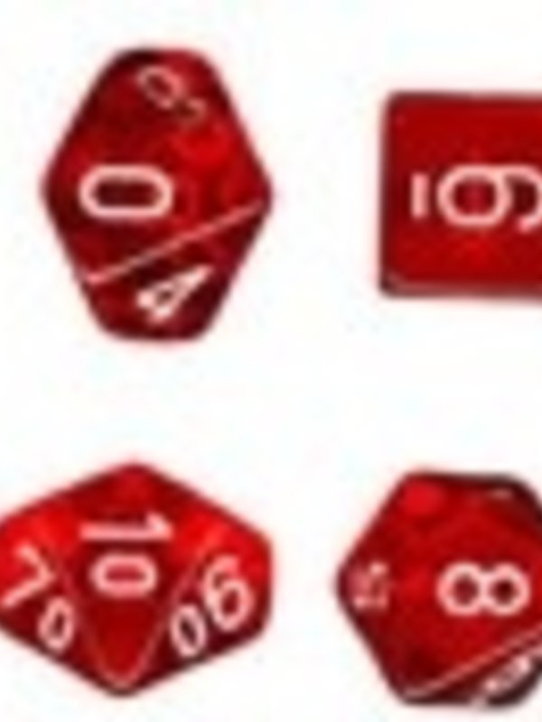 CHX23074 Dés «Translucent Red/white» Polyhedral / 7 dés